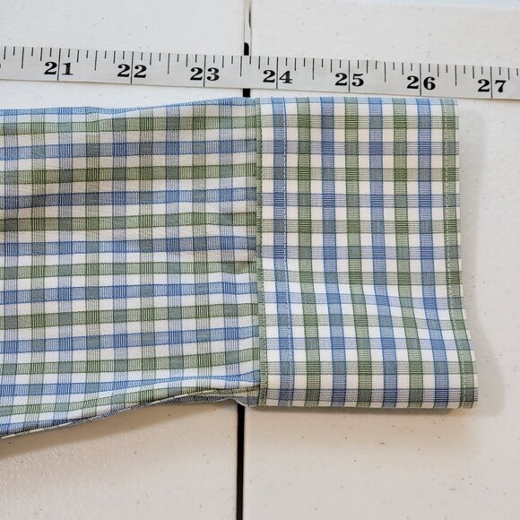 Untuckit Dubois Mens Large Wrinkle Free Button Up Shirt Blue Green Plaid LS - Picture 9 of 9